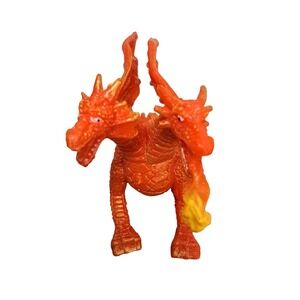 Orange Two Headed Dragon Figurine Toy Mythical Creature